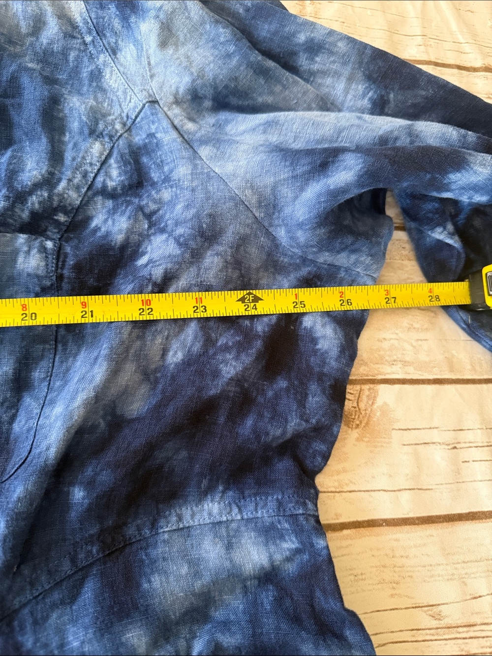Soft Surroundings Eza 100% Linen Blue Tie Dye Top 2X Plus Pockets - Picture 11 of 11